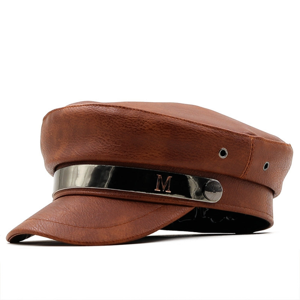 PU-Leder Schirmmütze im Retro-Stil