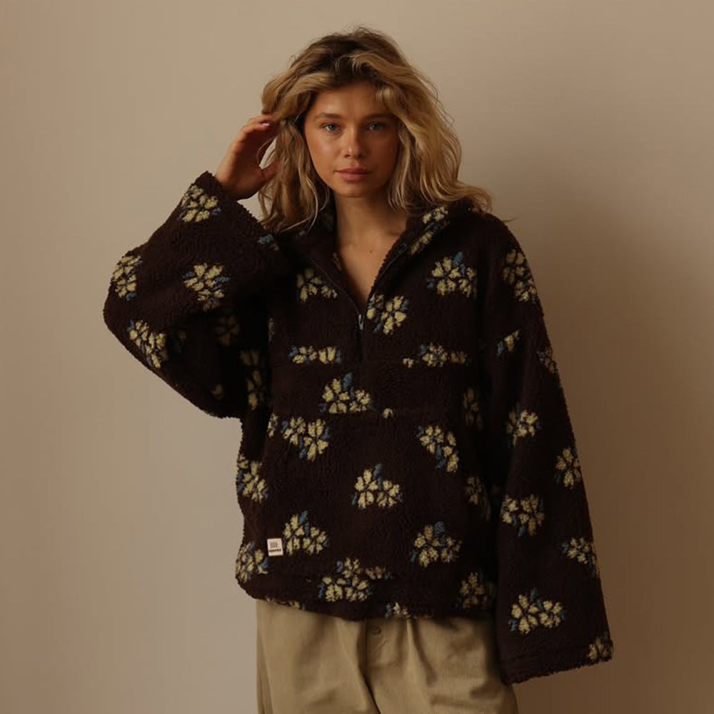 Fleece Flower Damen Hoodie – Ansicht 4