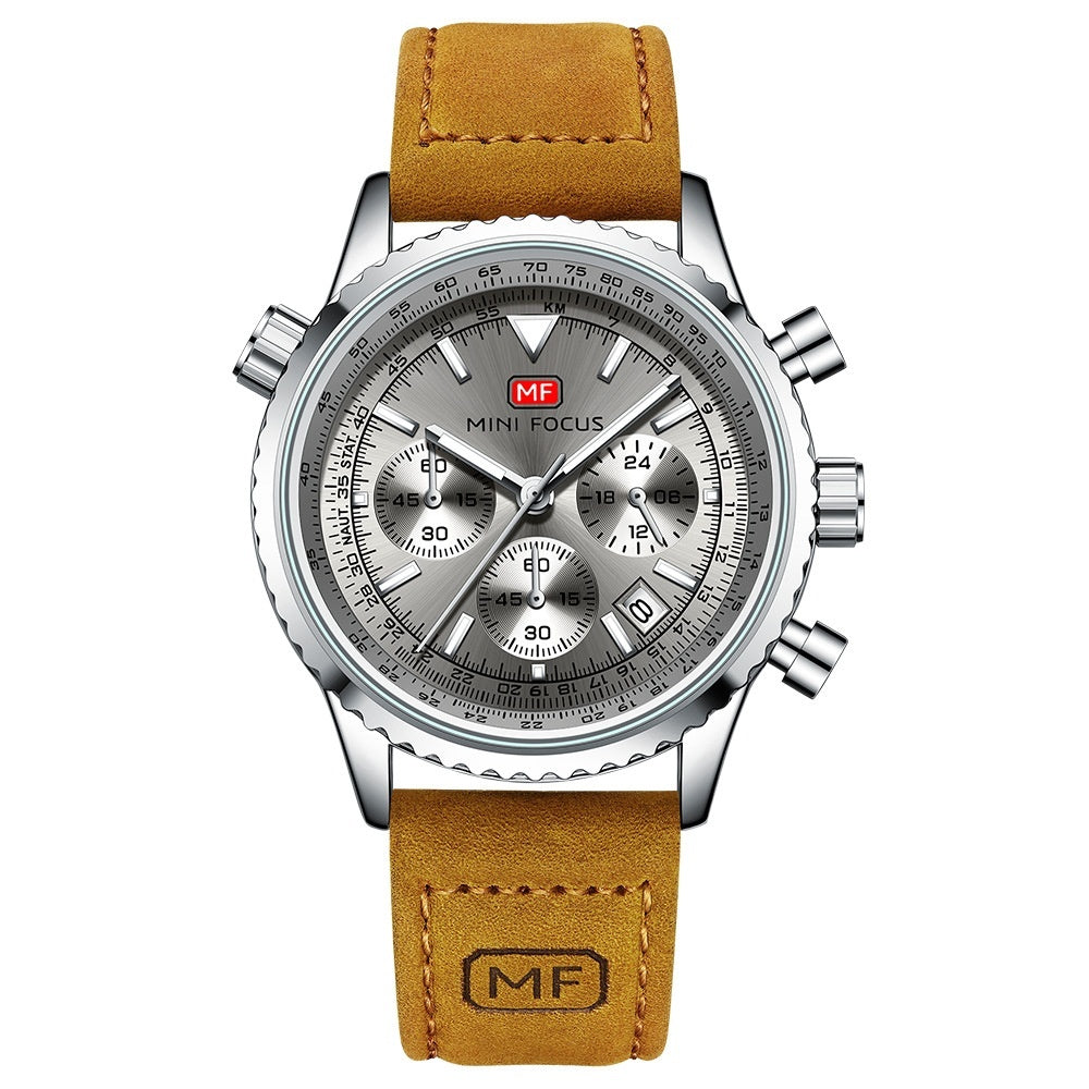 Herren-Chronograph mit Lederarmband