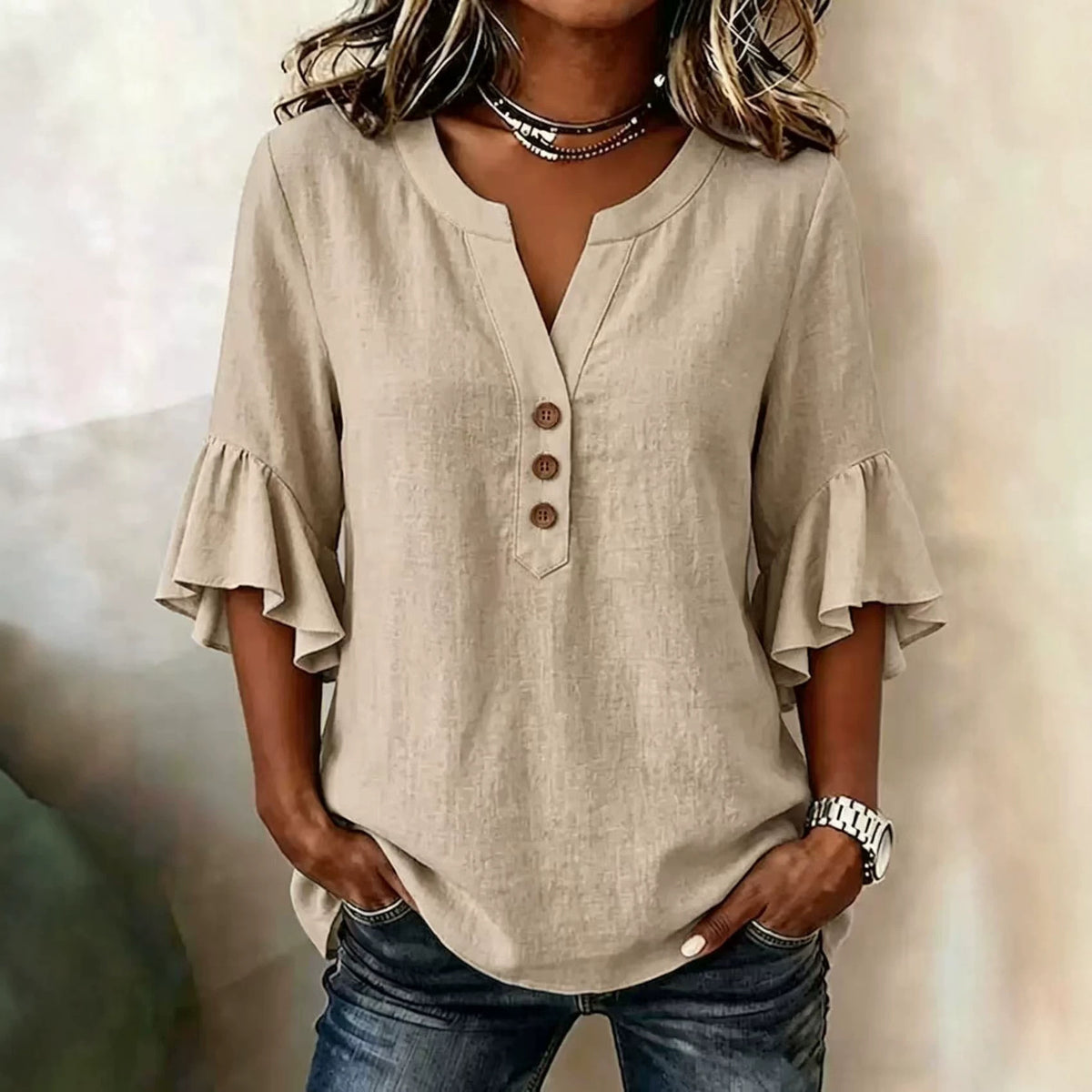 Elegante Oversize Bluse aus Baumwoll-Leinen-Mix – Bild 2 | LuxeStyle