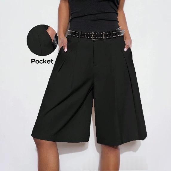 High-Waist Weite-Bein Shorts