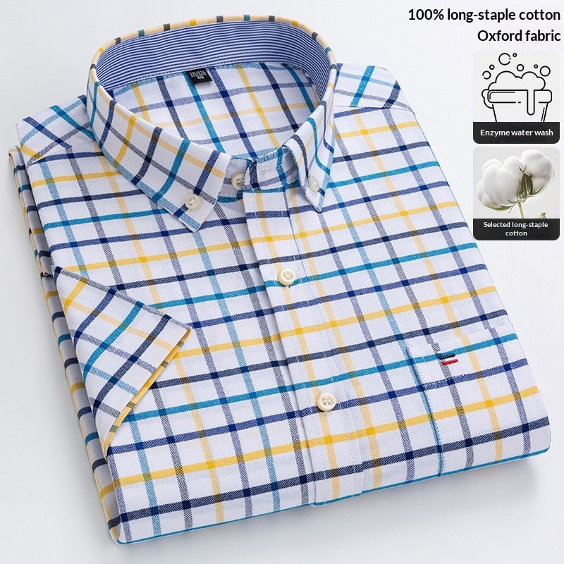 Herren Oxford Baumwollhemd Kurzarm