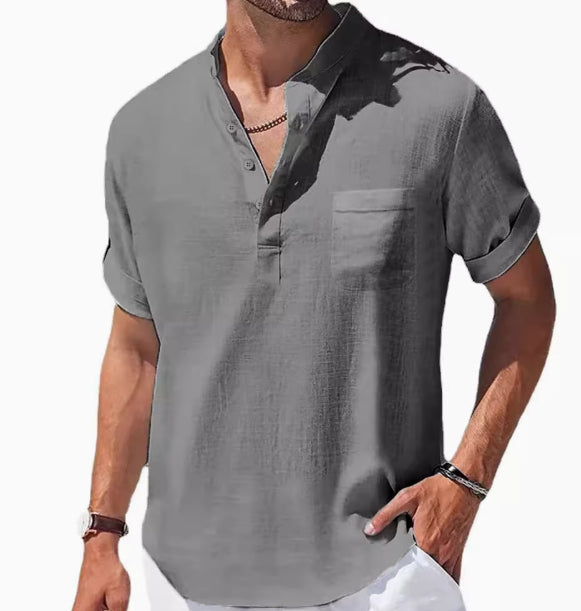 Lässiges T-Shirt mit Reverskragen und 3/4-Ärmeln – Bild 6 | LuxeStyle