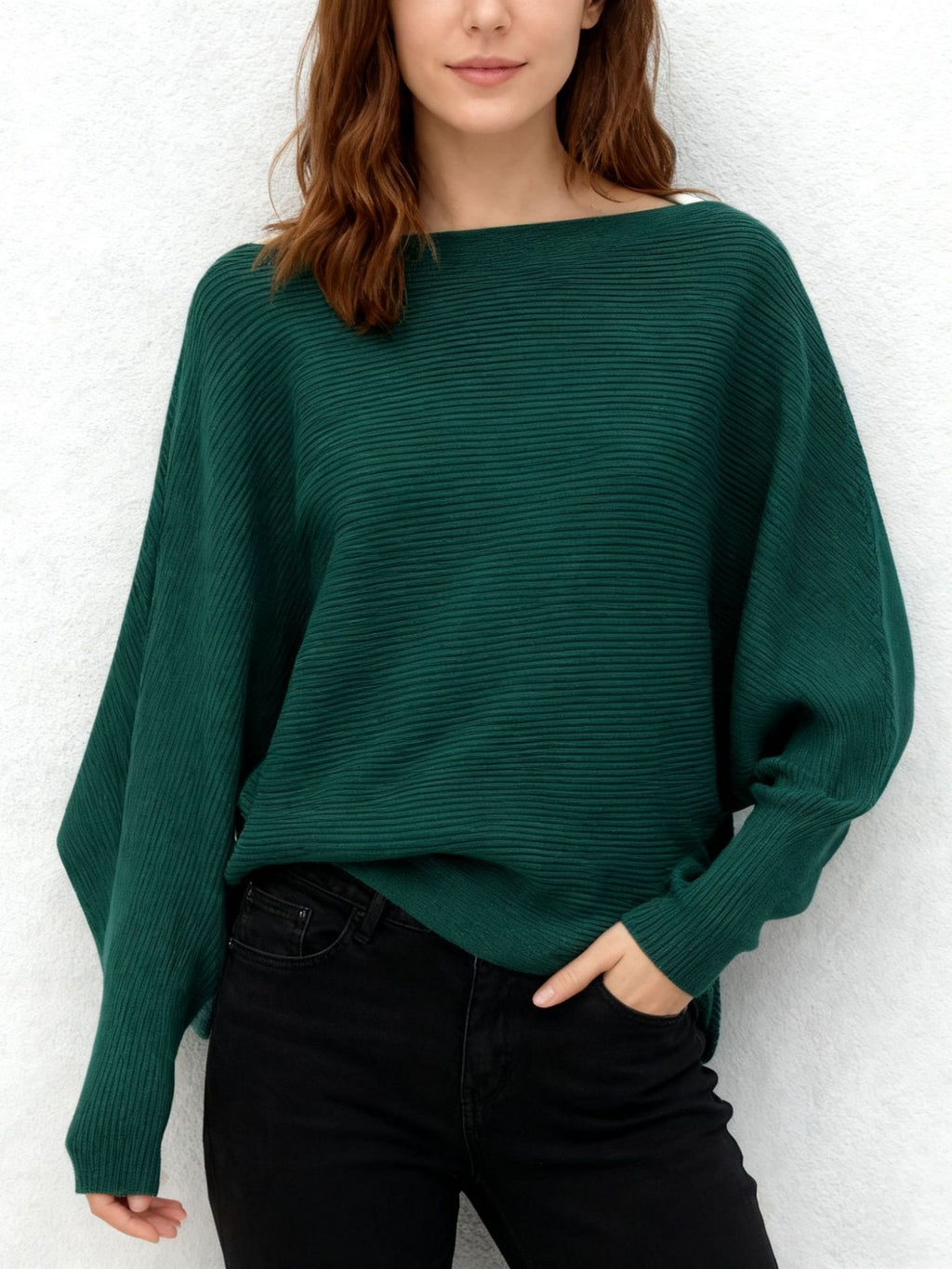 Strickpullover mit Fledermausärmeln
