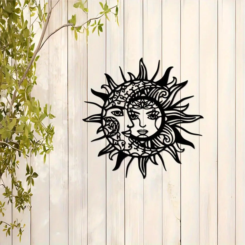 Schwarzes geometrisches Sonne‑Mond‑Metallornament – Bild 3 | LuxeStyle