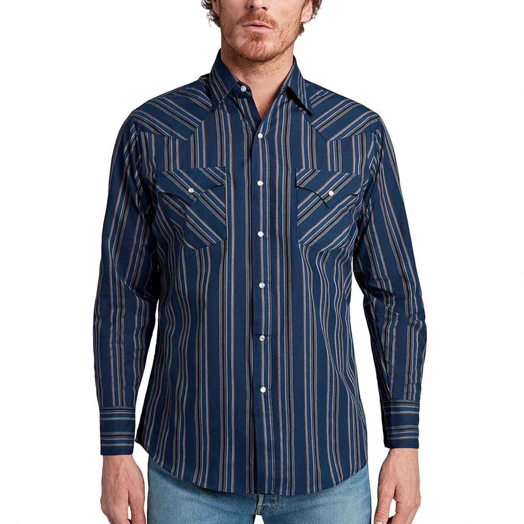 Gestreiftes Langarmhemd für Herren im Western-Stil – Bild 4 | LuxeStyle