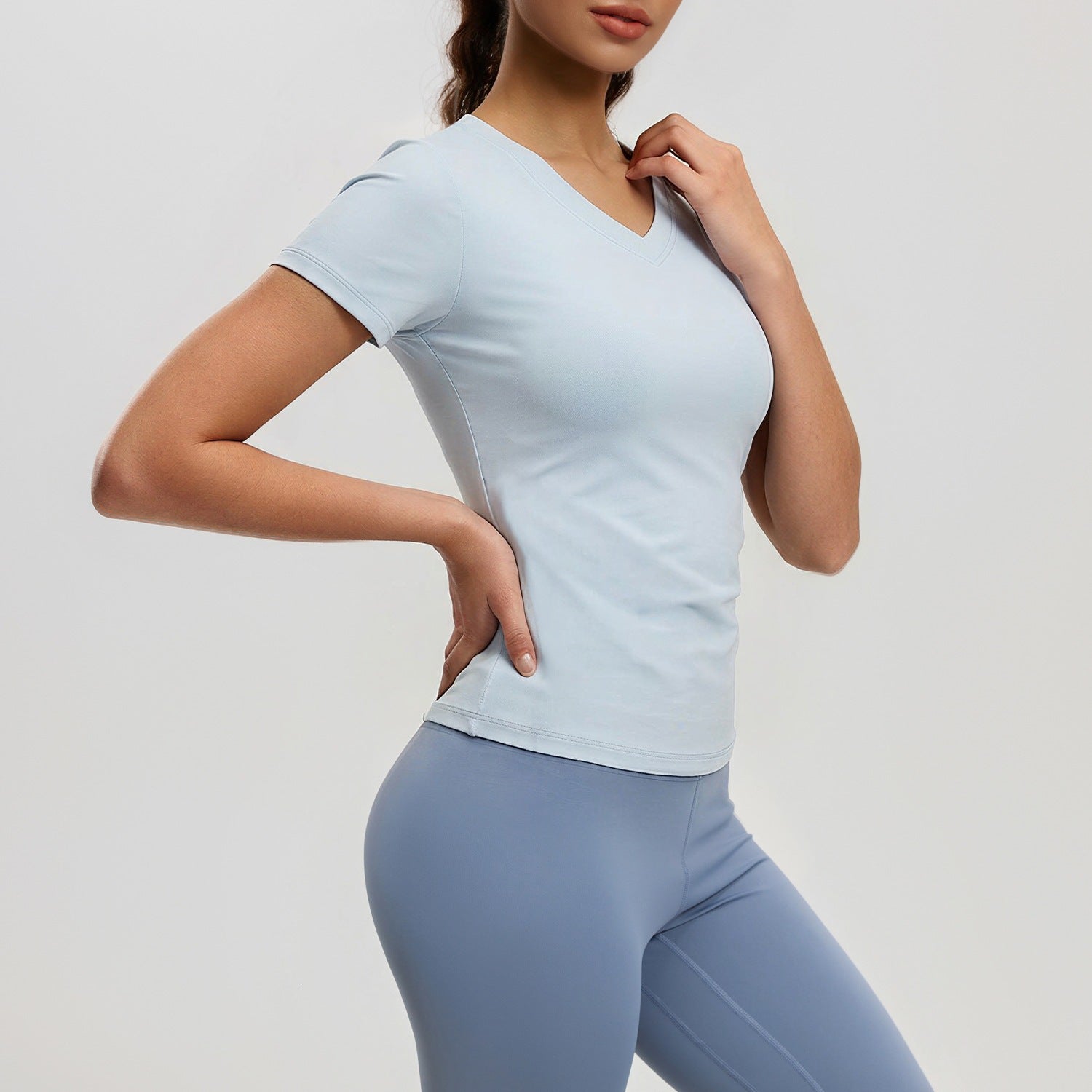V-Neck Sport-Shirt Kurzarm – Peach
