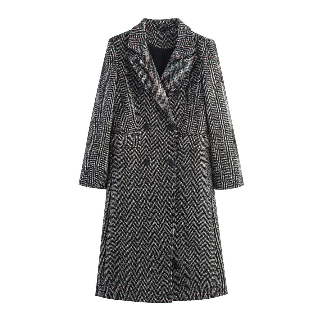 Eleganter Herringbone Wollmantel für Damen