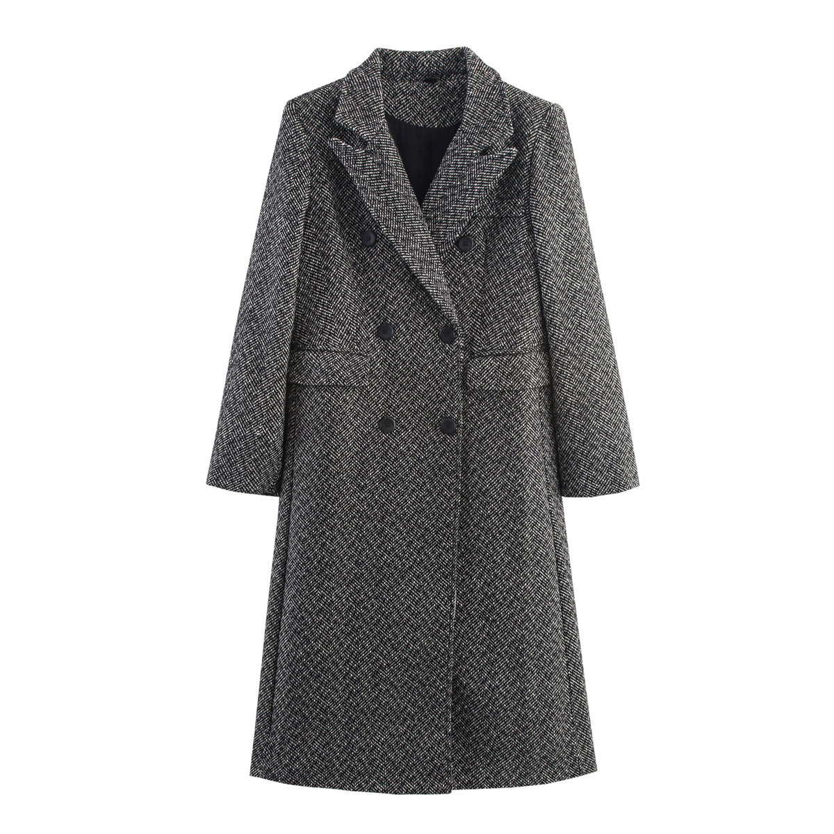 Eleganter Herringbone Wollmantel für Damen