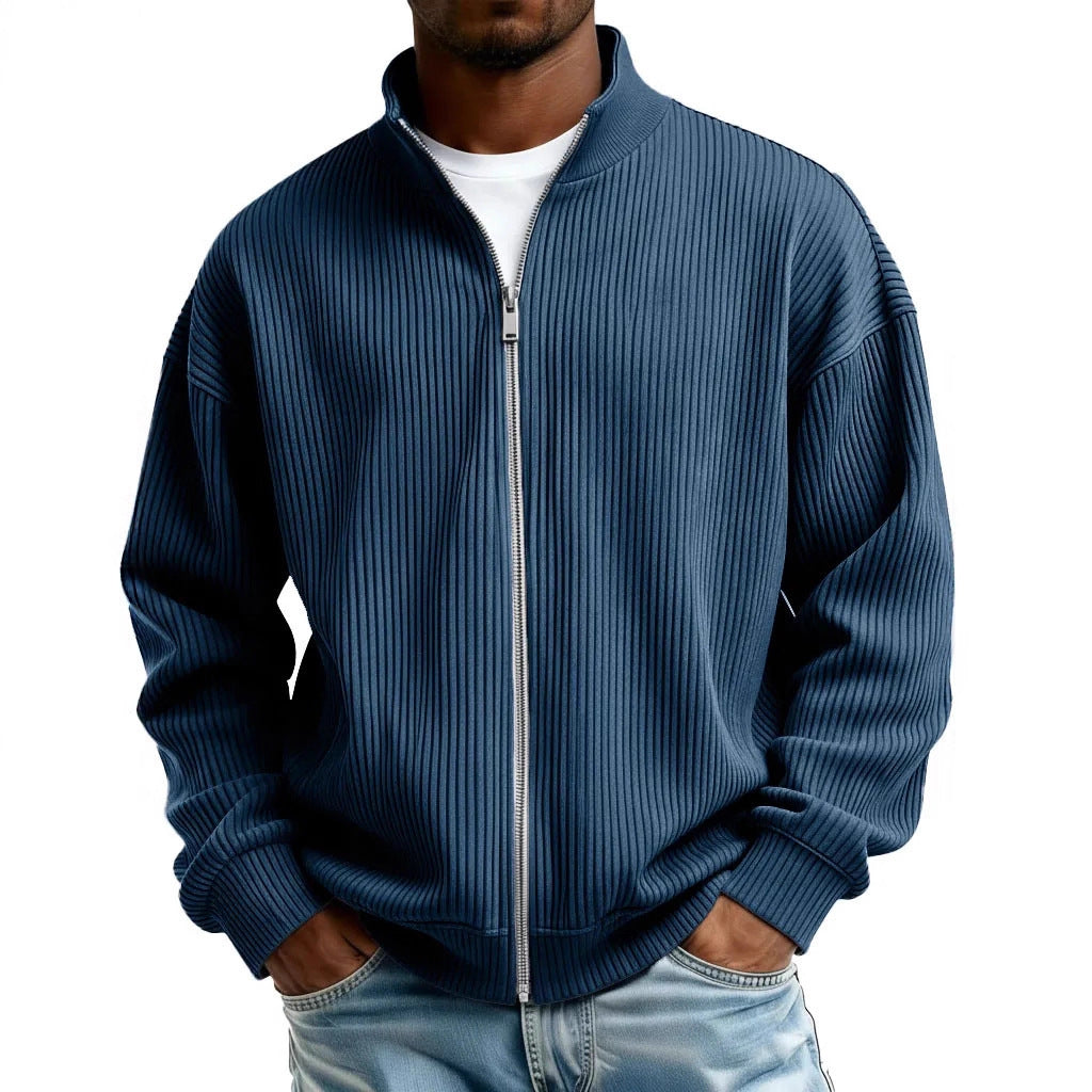 Herren Cord-Strickjacke mit Stehkragen – Ansicht 4