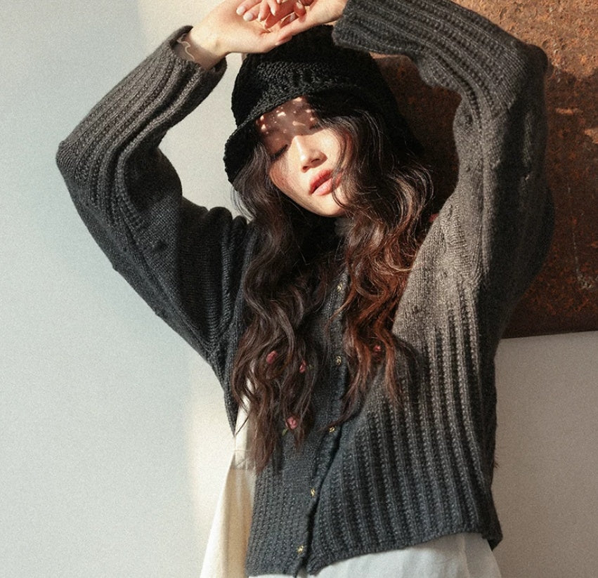 Gepolsterter Cardigan im koreanischen Stil