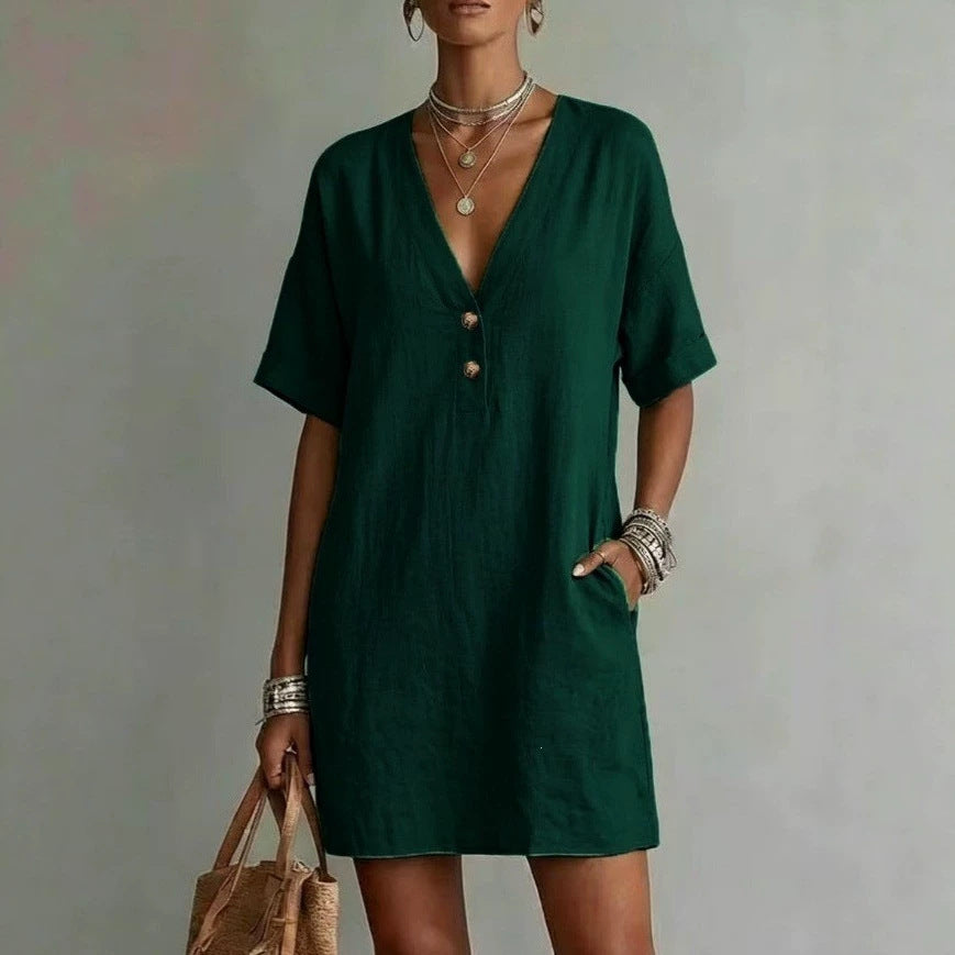 Casual Midi-Kleid mit Knopfleiste