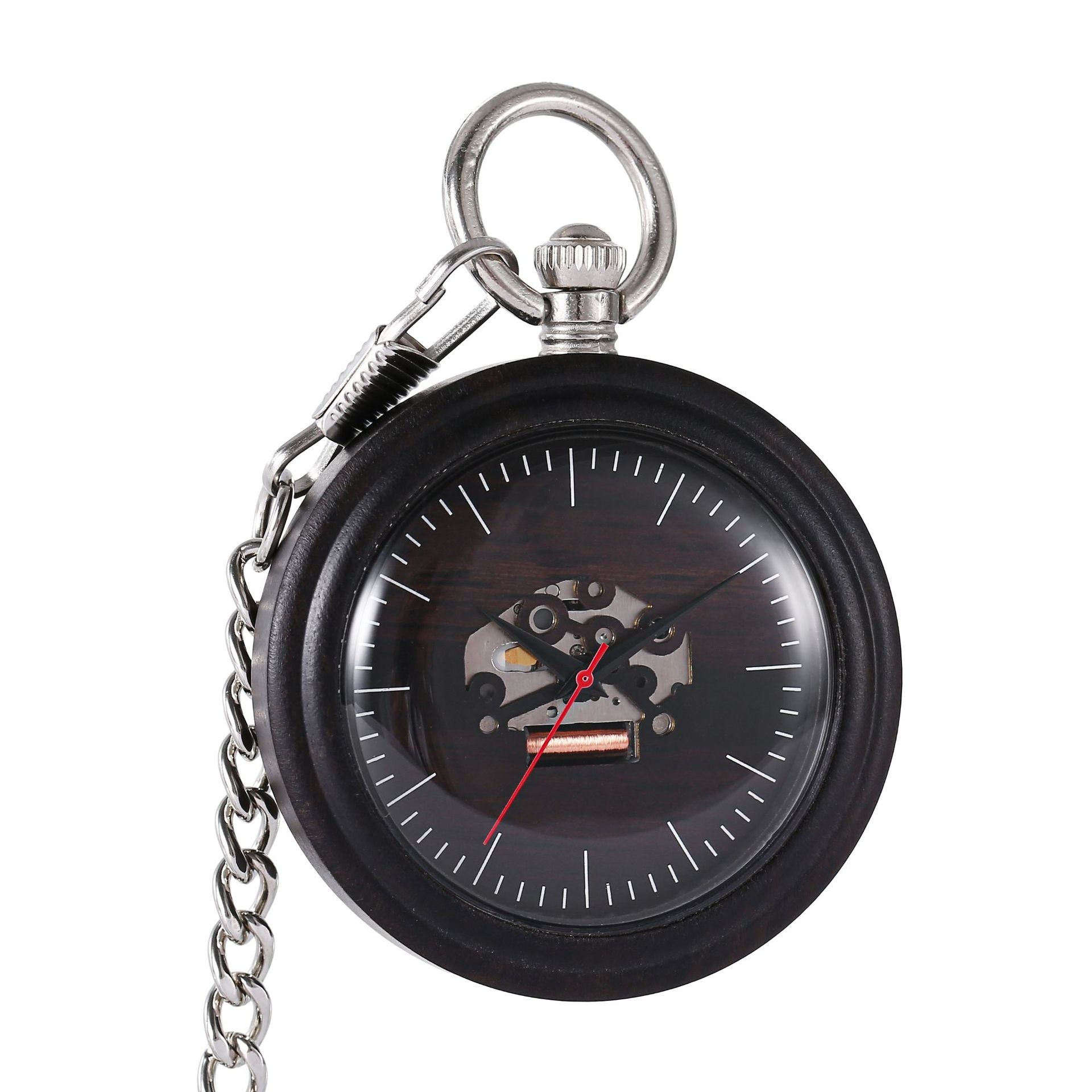Holz-Taschenuhr mit rauer Kette