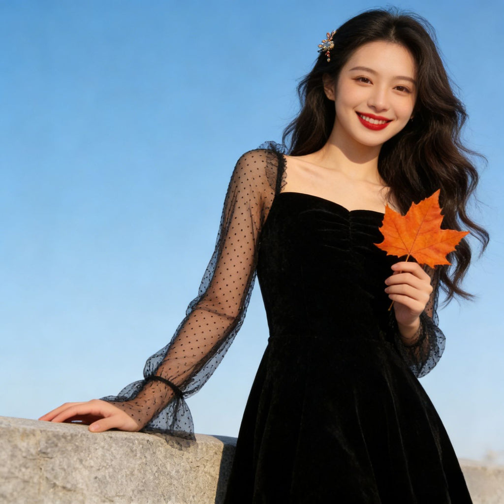 Elegantes A-Linien Chiffonkleid im Retro-Stil – Bild 7 | LuxeStyle