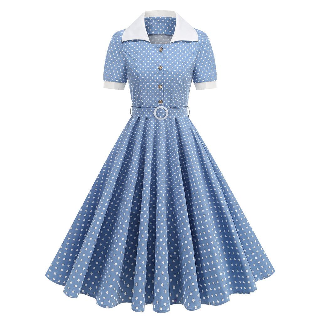 Rotes & Blaues Polka-Punkt Kleid