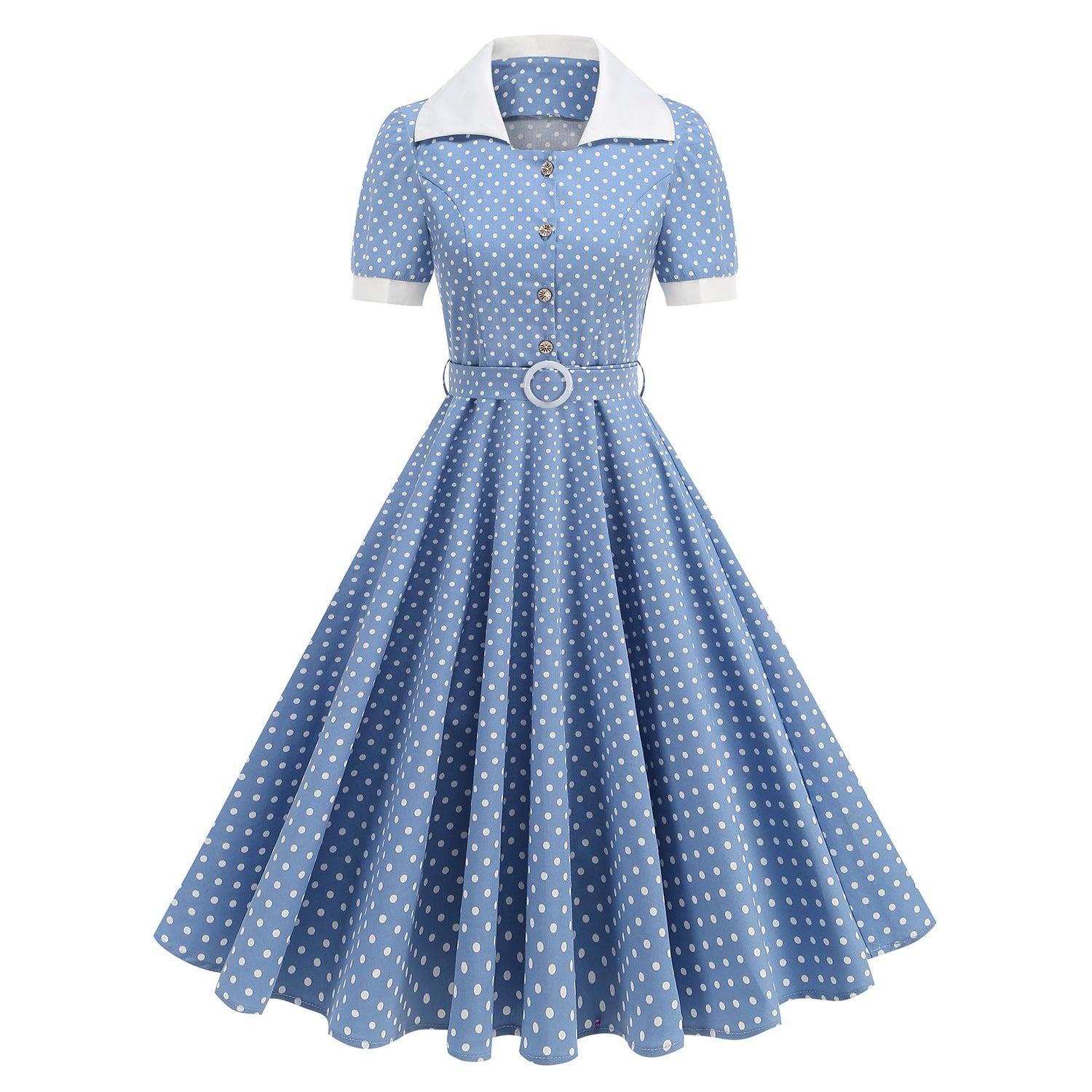 Rotes & Blaues Polka-Punkt Kleid