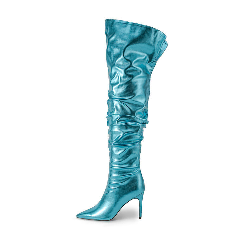 Farbige Stiletto-Over-the-Knee-Stiefel