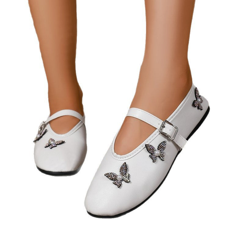 Mary Jane Pumps mit Strass-Schleife