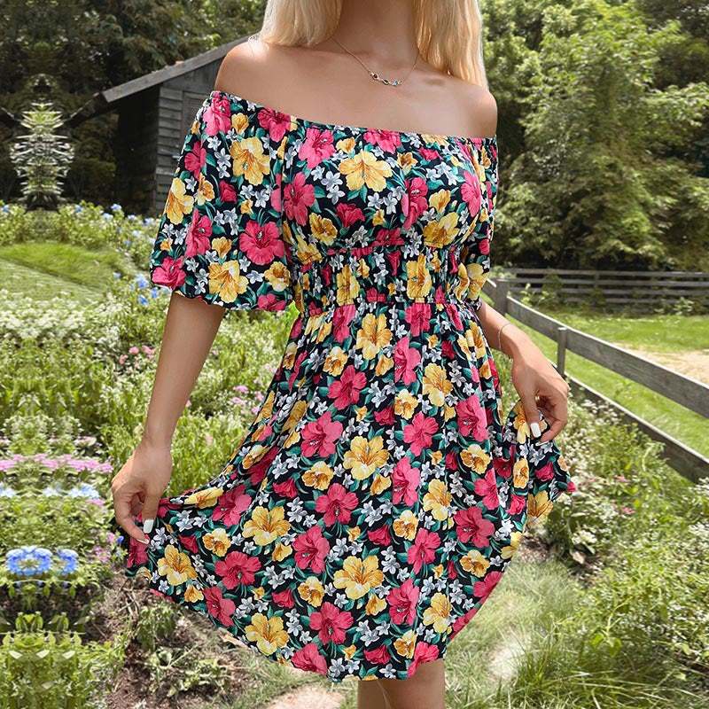 Off-Shoulder Blumenkleid mit Rüschen – Bild 3 | LuxeStyle