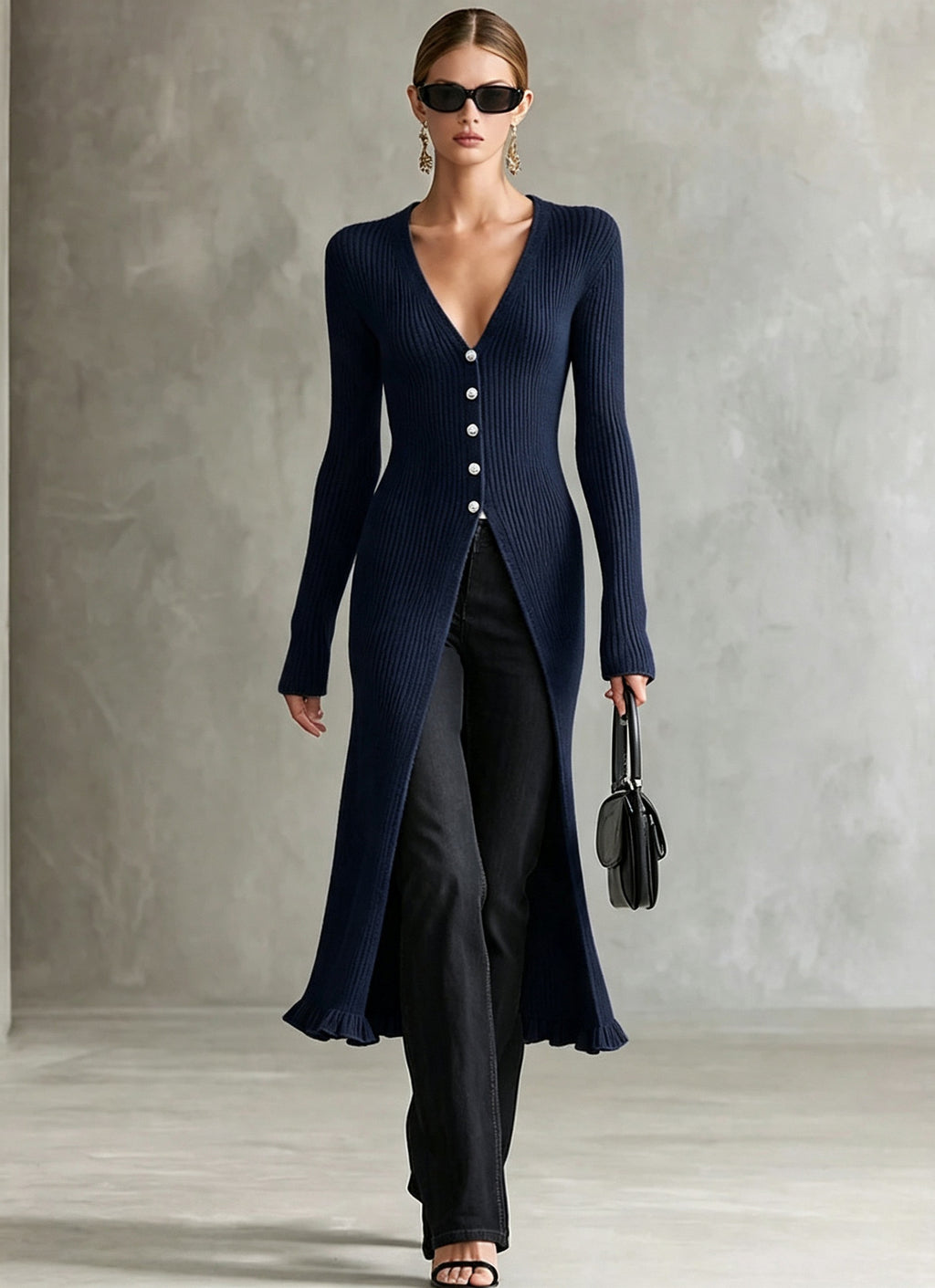 Langer Strick-Cardigan für Damen – Bild 6 | LuxeStyle