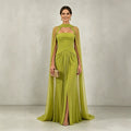 Maxikleid mit drapiertem Schal und Schlitz – Bild 7 | LuxeStyle