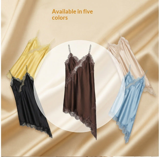 Elegantes Satin-Patchwork Slip-Kleid