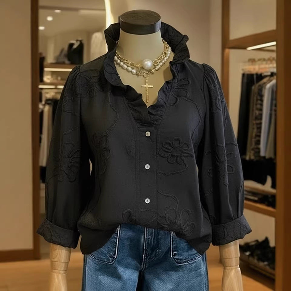 Bluse mit Lochstickerei | LuxeStyle