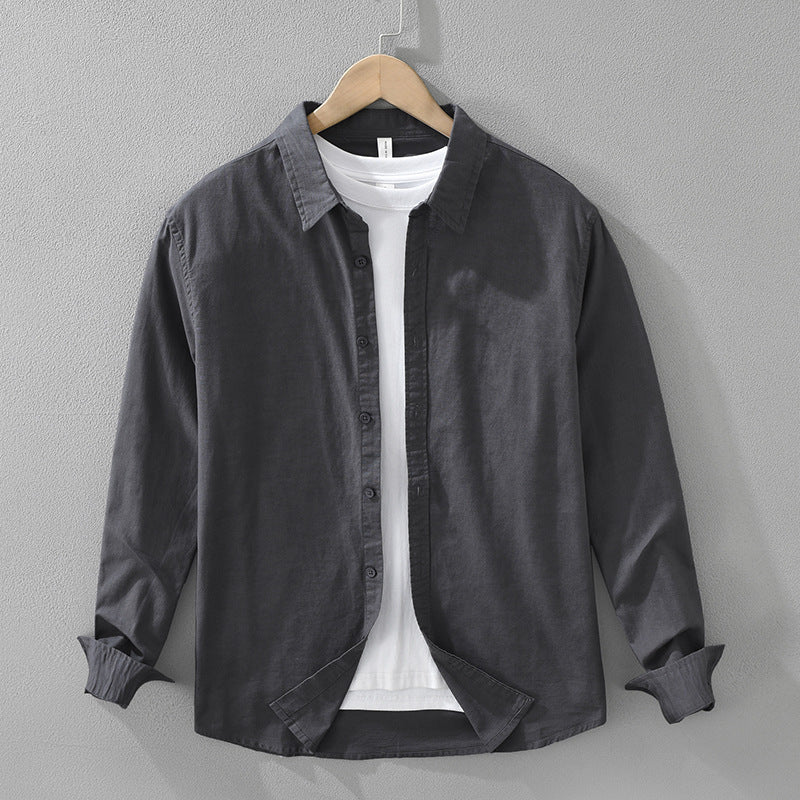 Herren Langarmhemd aus Baumwoll-Leinen-Mix | LuxeStyle