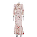 Bedrucktes Plisseekleid mit V-Ausschnitt – Bild 1 | LuxeStyle