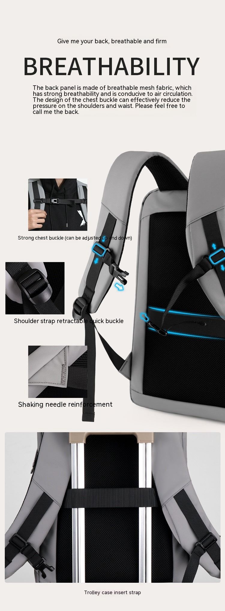 Business Rucksack mit Hartschale und USB-Anschluss