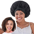 Schwarze Satin-Schlafhaube für Locken & Glanz