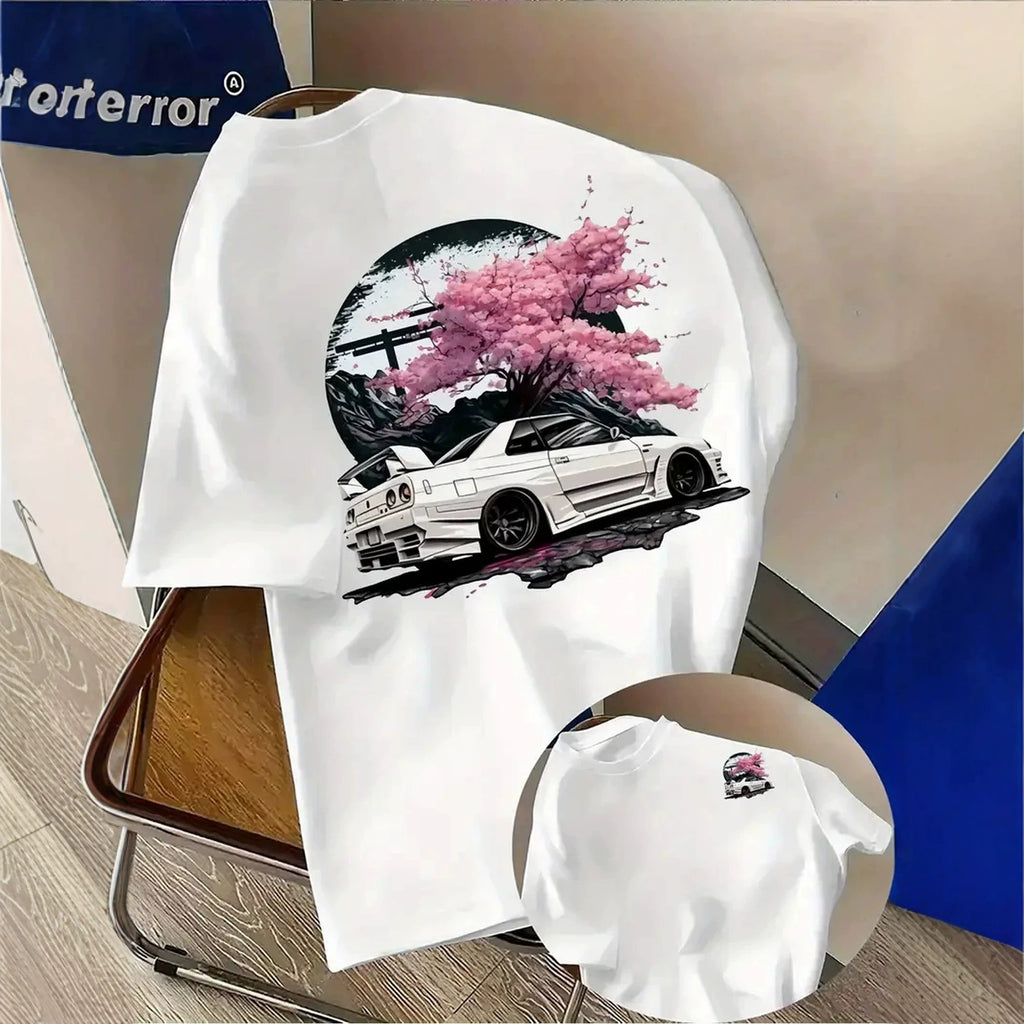 Herren Racing-Print T-Shirt Leicht und atmungsaktiv