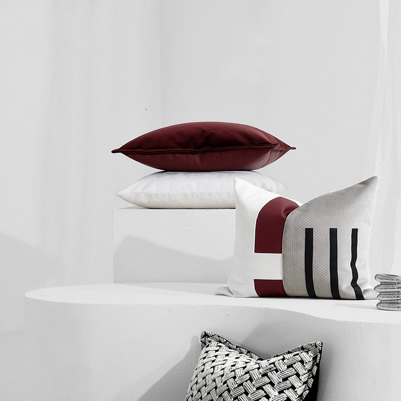 Modernes Kissenbezug-Set, Rot-Weiss | LuxeStyle