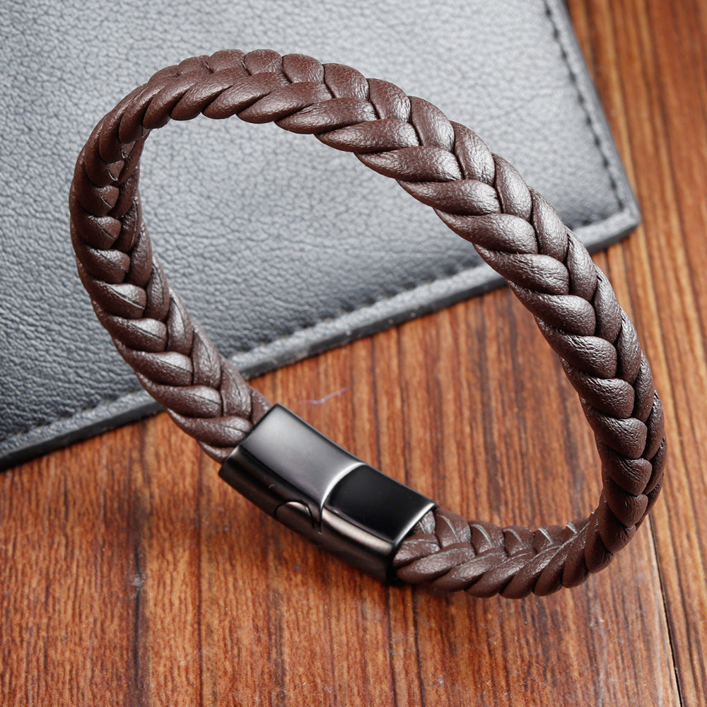 Doppellagiges Lederarmband aus Edelstahl – Bild 4 | LuxeStyle