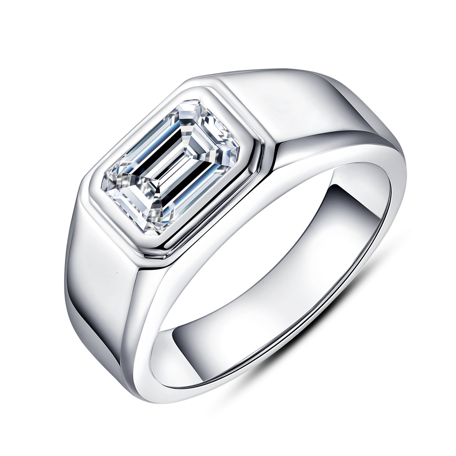 Moissanite Ring mit 2 Karat Smaragd und 925er Silber