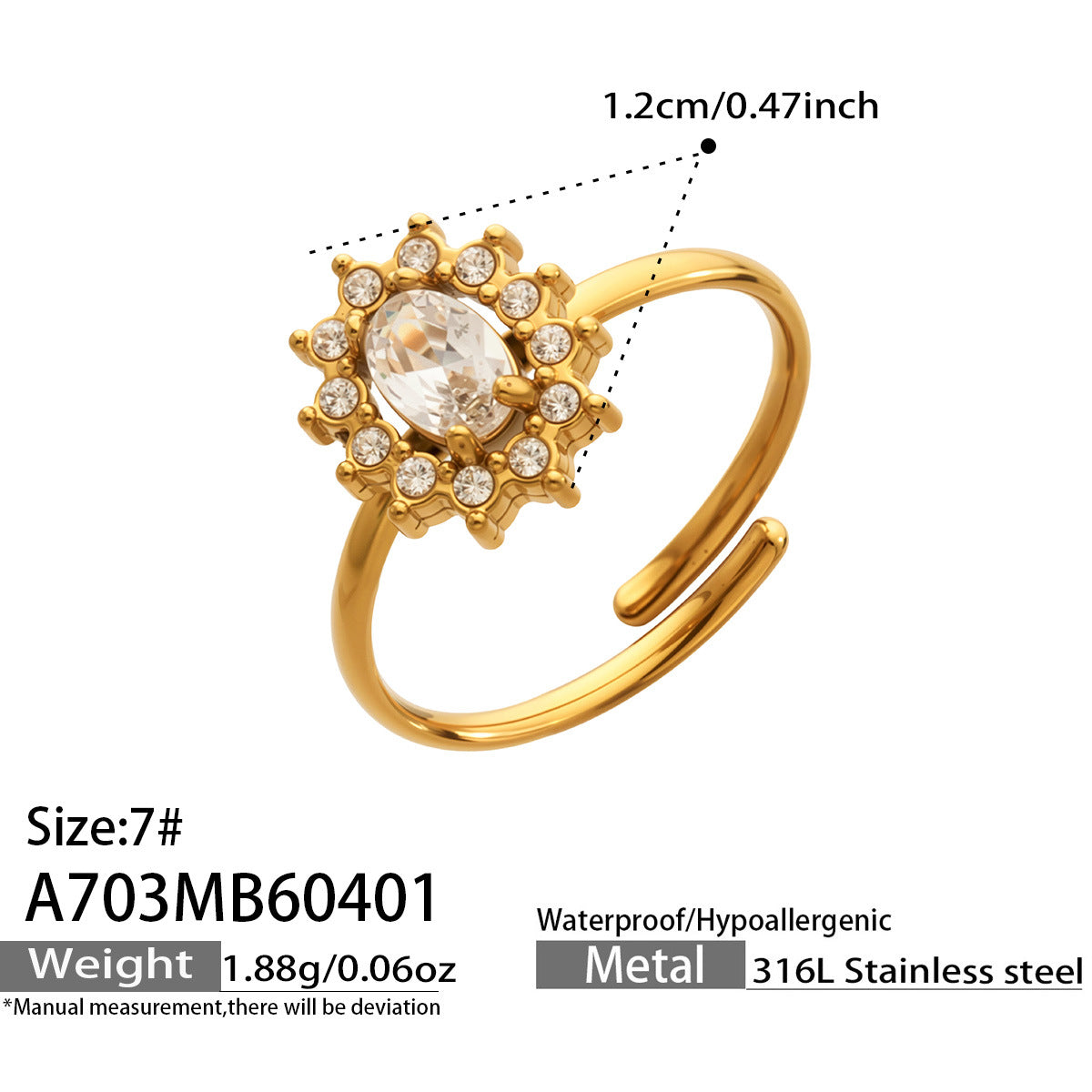 Sonnenblumen-Ring mit Zirkonia, vergoldet – Bild 9 | LuxeStyle
