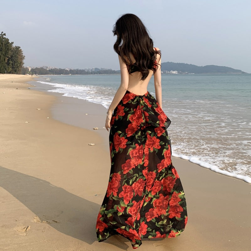 Elegantes Maxikleid mit Rosenprint – Bild 4 | LuxeStyle