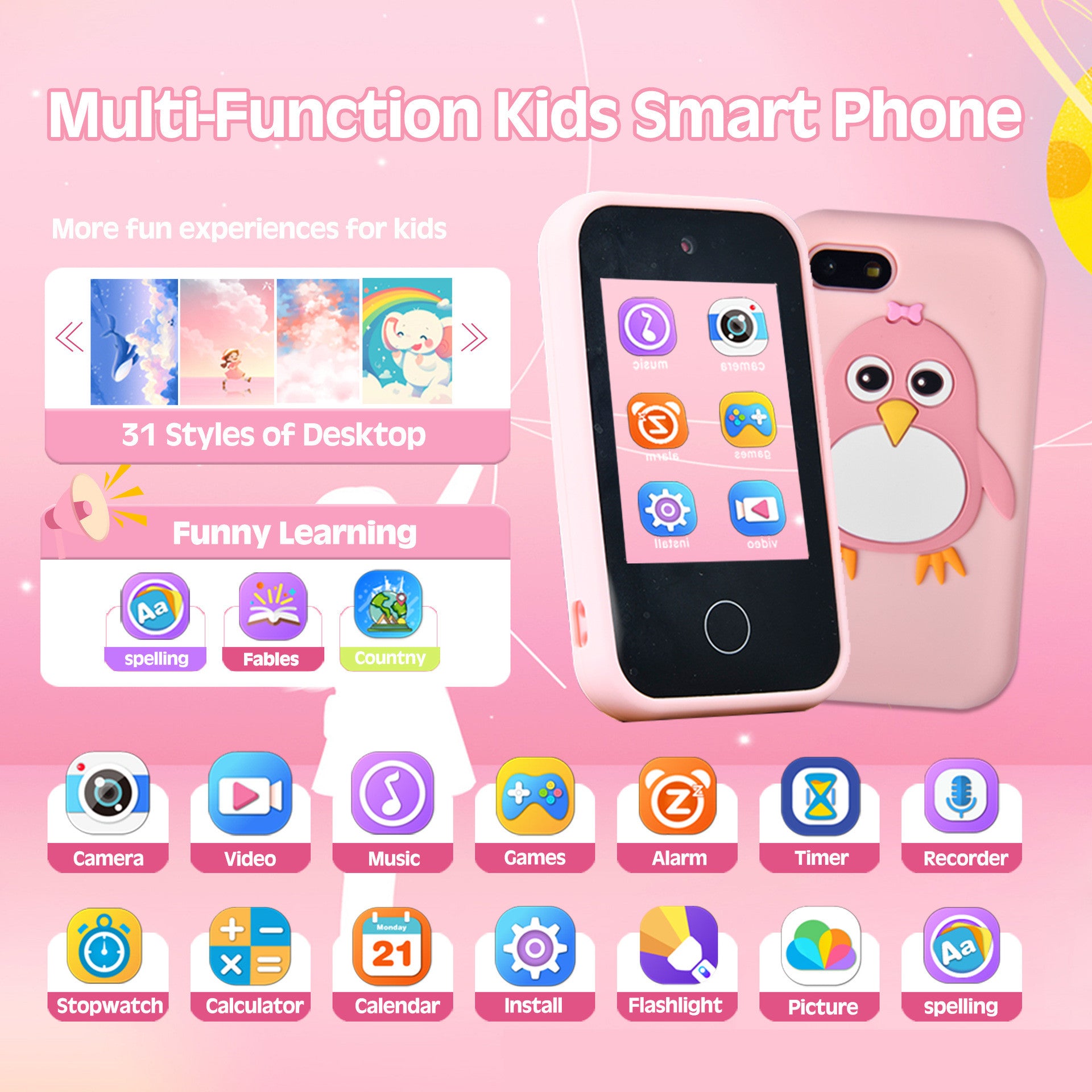 Kindersmartphone Silikon-Pinguin-Spielzeug