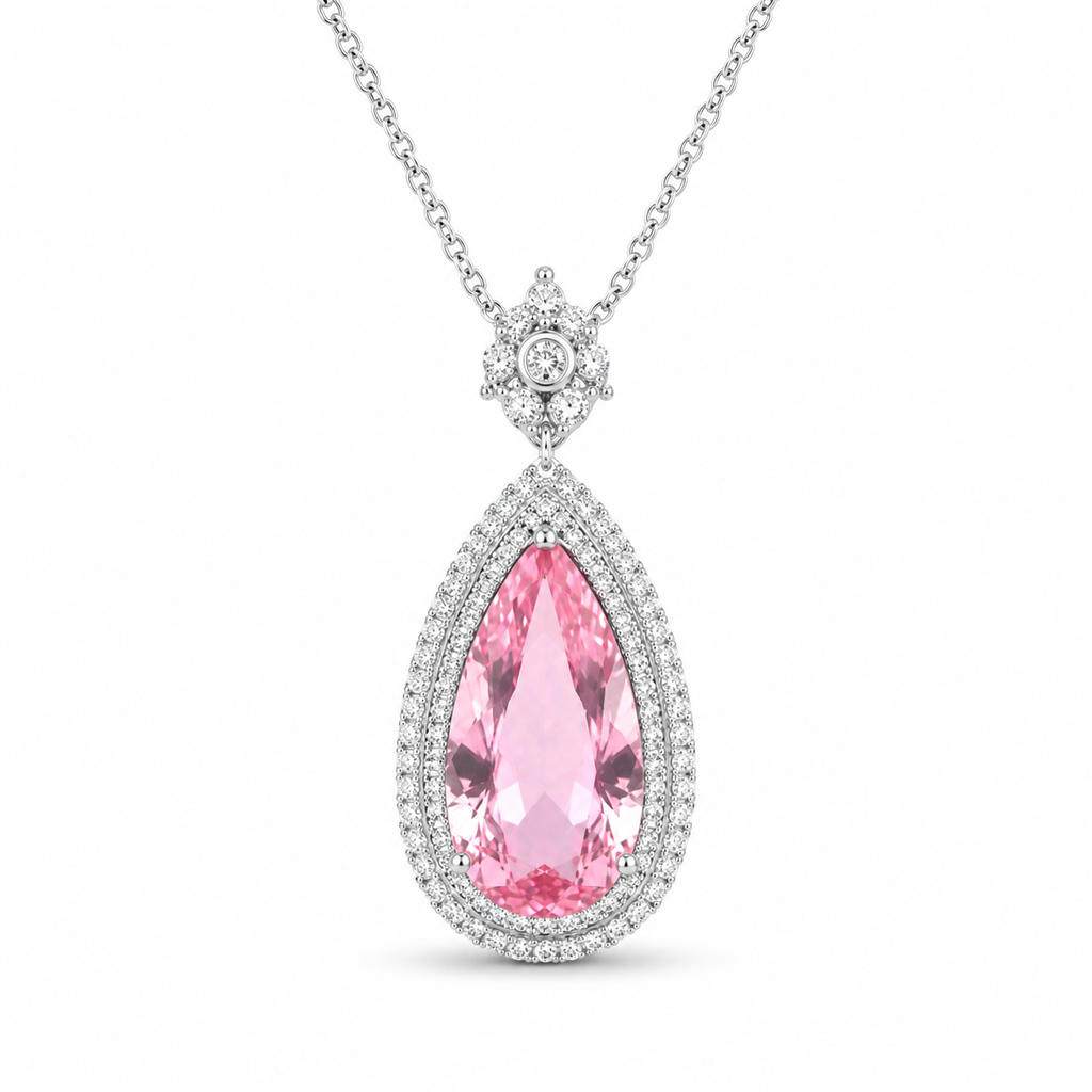 Eleganter Tropfen-Anhänger mit rosa Morganit