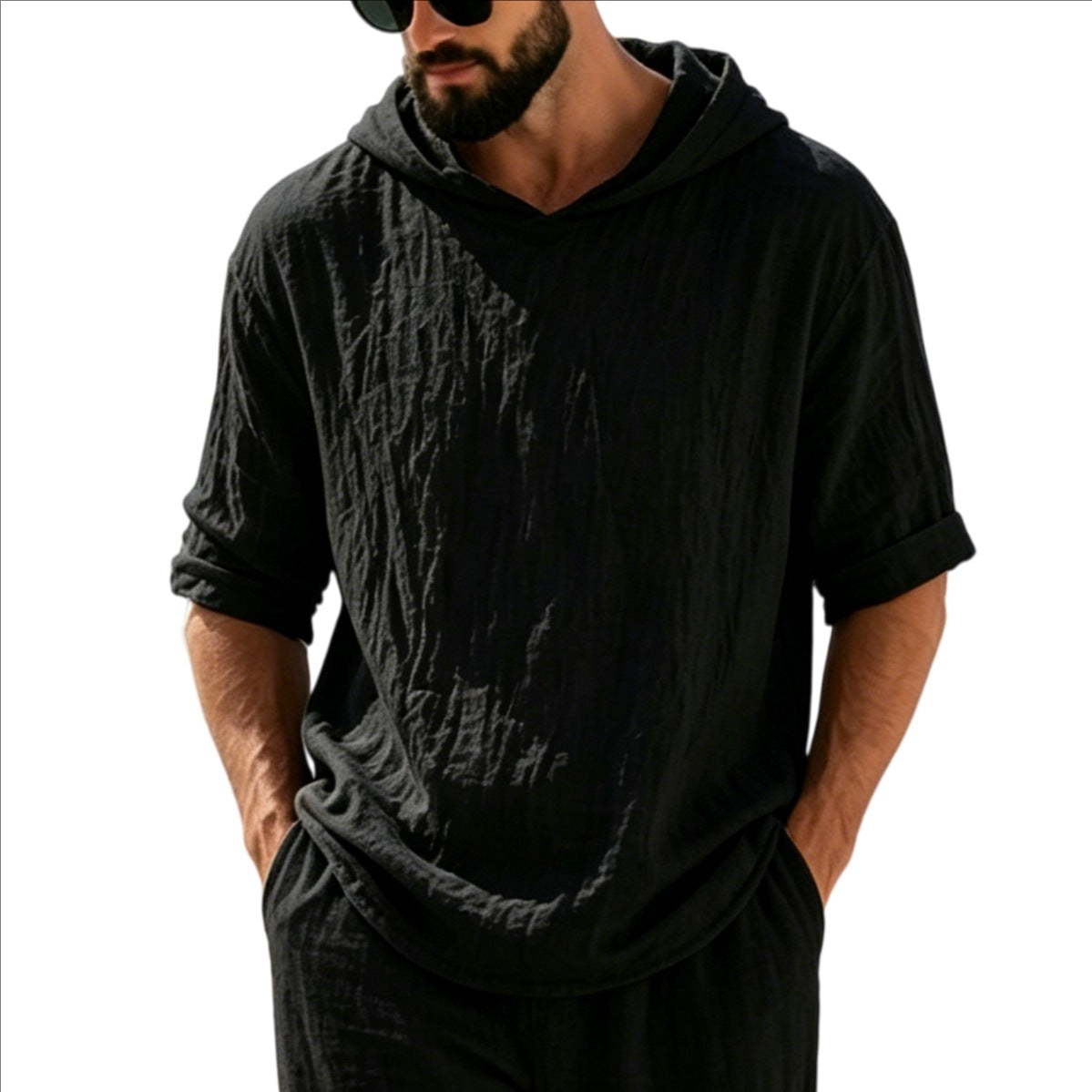 Kurzarm-Hoodie mit Fünfpunkt-Ärmeln