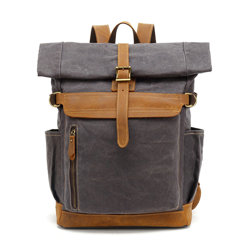 Vintage Canvas Rucksack mit Lederdetails
