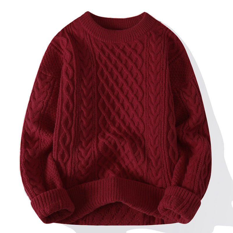 Fleecegefütterter Rundhals-High-Neck Pullover