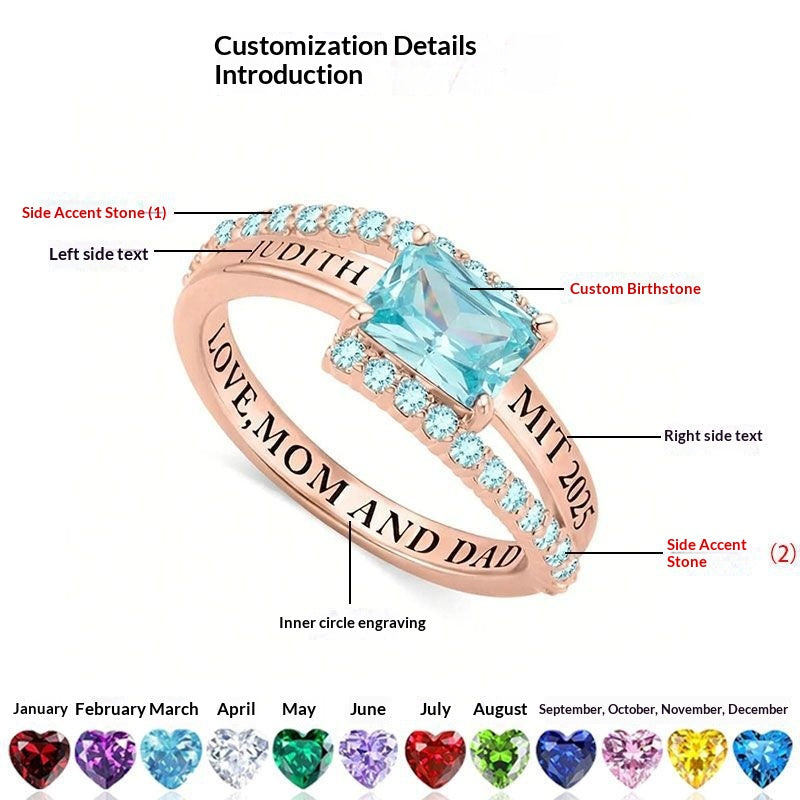 Personalisierter Damen-Abschlussring mit Gravur