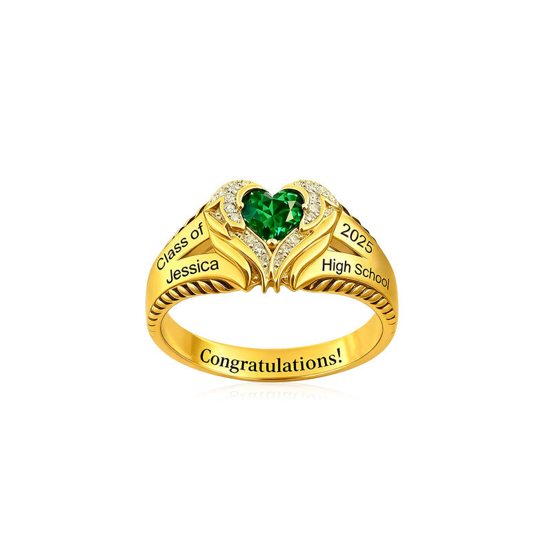 Liebes-Geburtsstein-Ring mit Gravur