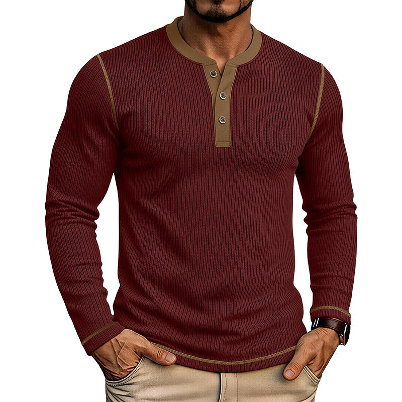 Herren Langarmshirt mit Farbblock Henley