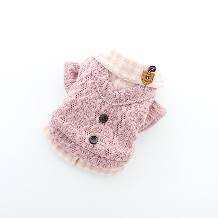 Bichon Frise Kostüm – Zwei-teiliger Pink-Blau-Grauer Pullover – Bild 4 | LuxeStyle