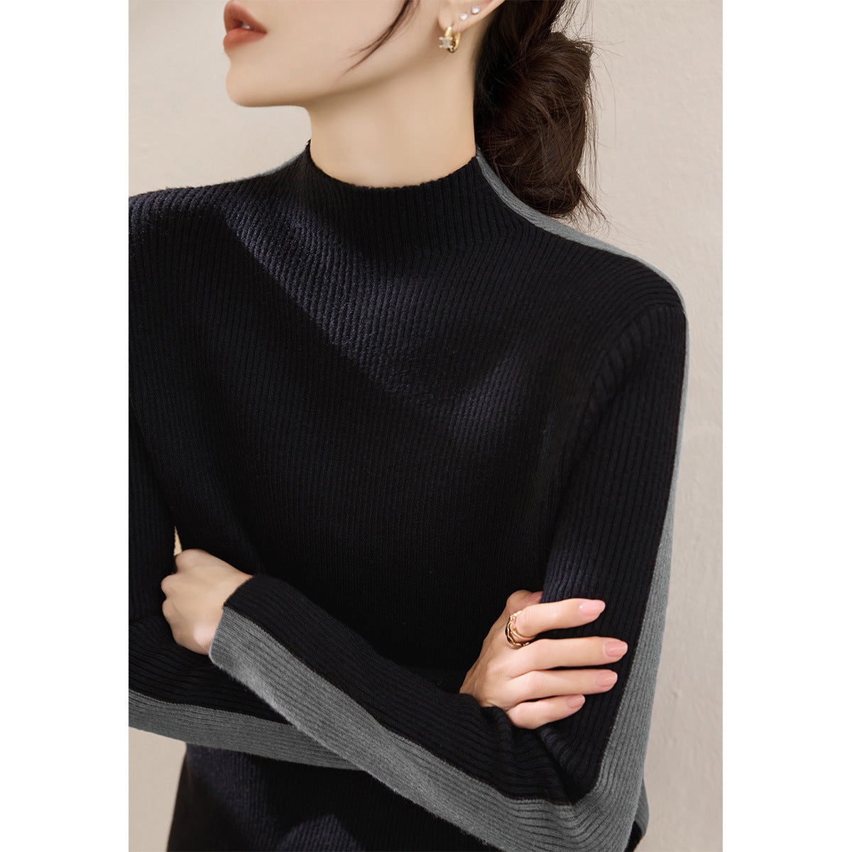 Wollpullover Rollkragen Reversible – Ansicht 3