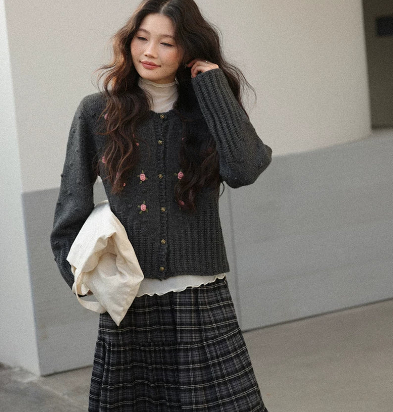 Gepolsterter Cardigan im koreanischen Stil