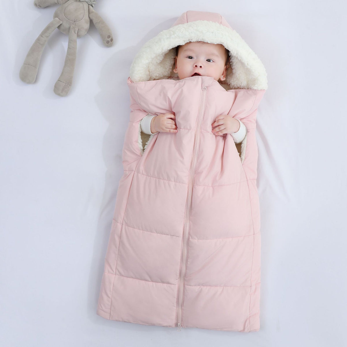 Weisses Baby-Schlafsack mit Kapuze – Bild 2 | LuxeStyle