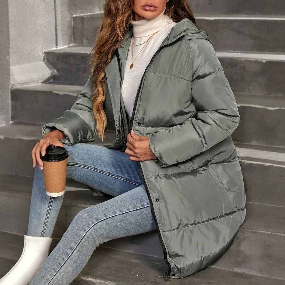 Weit sitzende Pufferjacke mit Kapuze | LuxeStyle